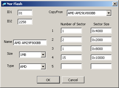 AMD AM29F800BB Nor Flash dialog