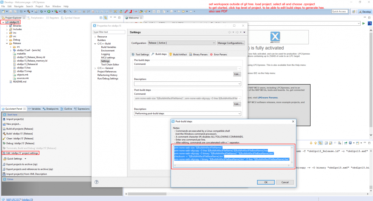 project import and build tweaks for hex.png