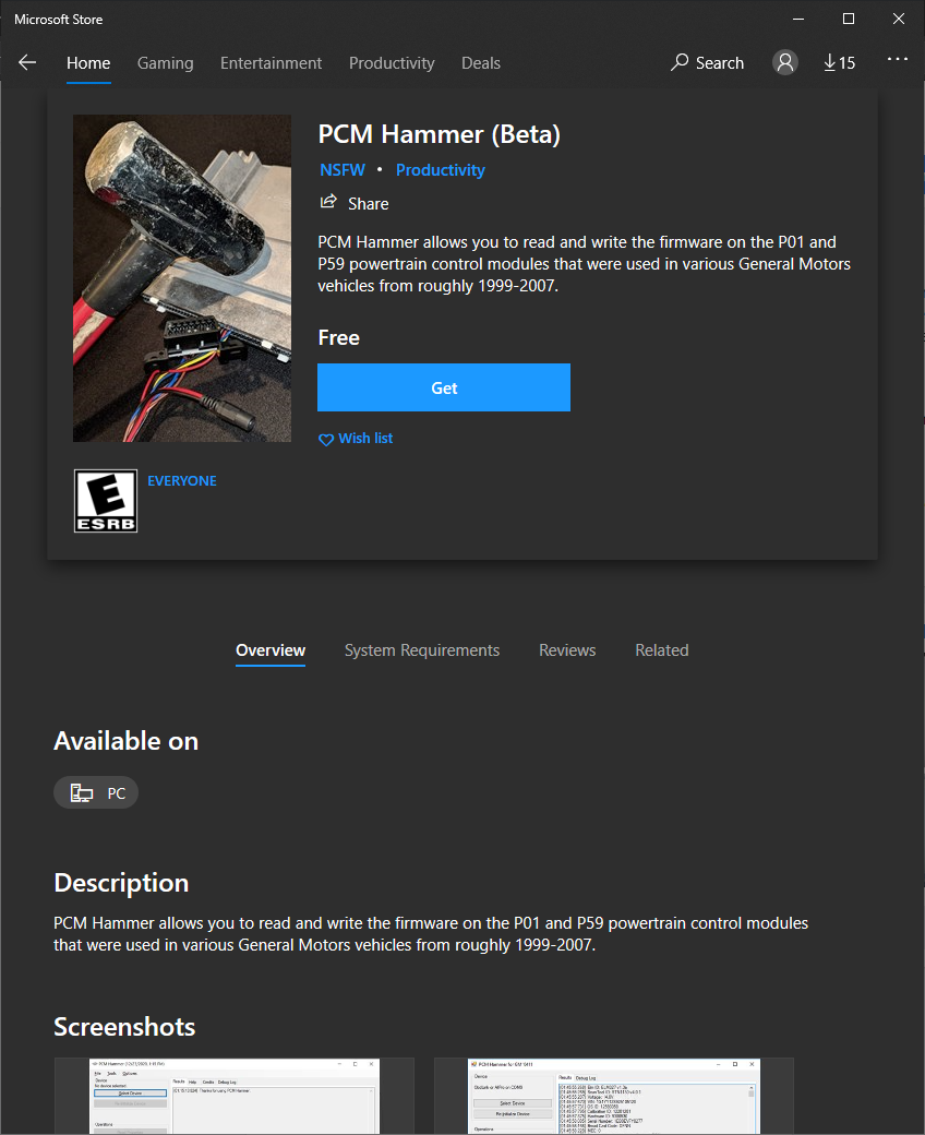 PcmHammerInTheWindowsStore.png