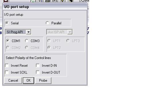 PonyProg Settings.