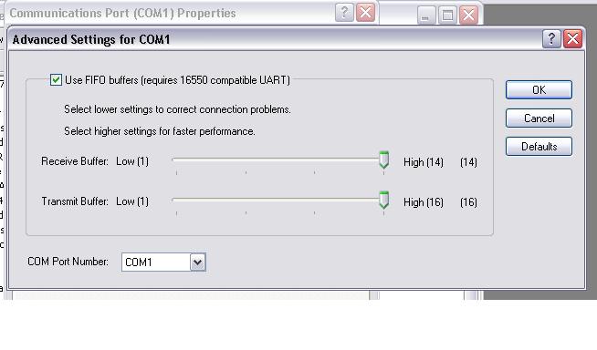 XP UART Settings: