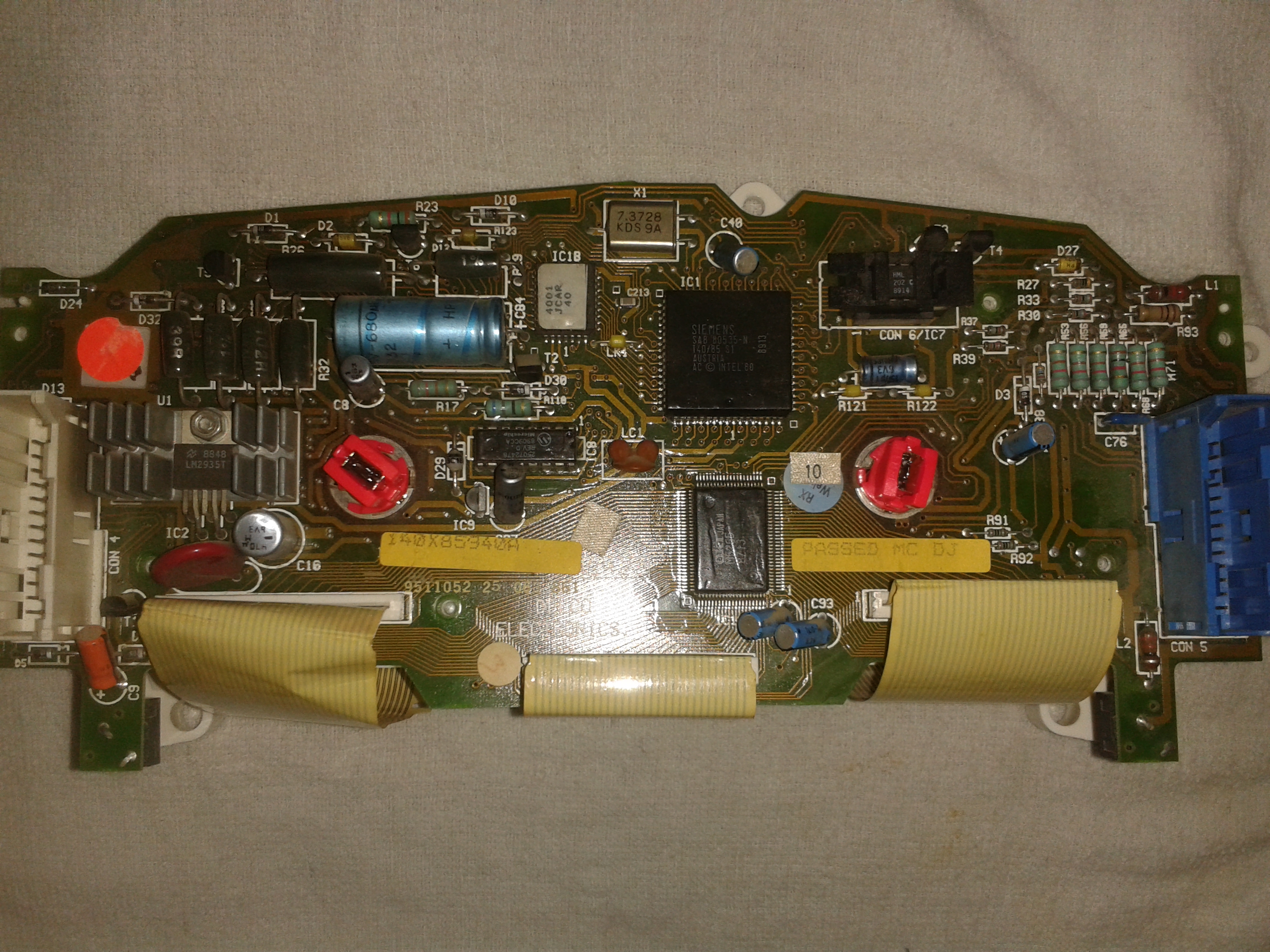 The reverse of the PCB
